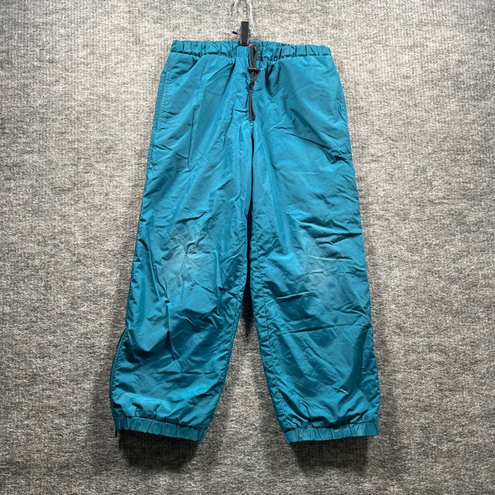Vintage REI Fleece Lined Nylon Pants Teal Blue Kids Medium 8/10 Ankle Zip 90s